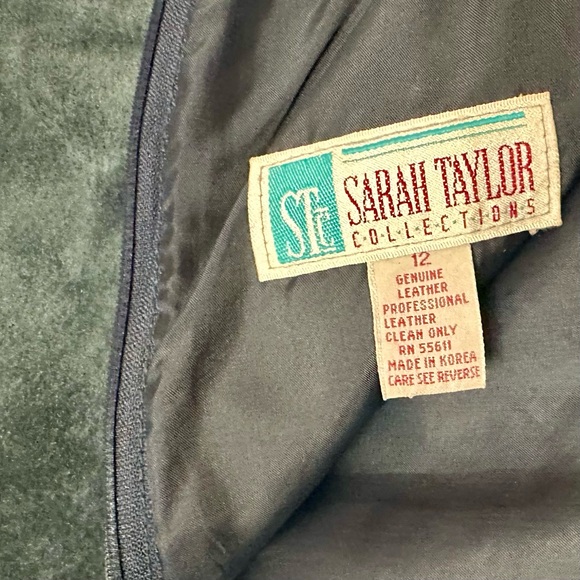 Sarah Taylor Collections 70s 80s Womens Sz 12 Green Suede Skirt Mossy Twilight - Picture 8 of 8